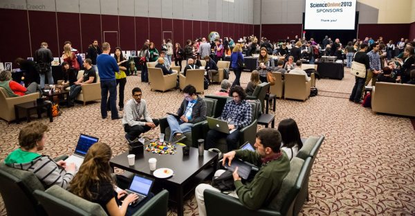 In the conference halls, the cafe, and later online, discussions started at Scio often turn into projects down the line. Photo: Russ Creech